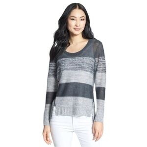 Eileen Fisher linen striped long sleeve lightweight sweater